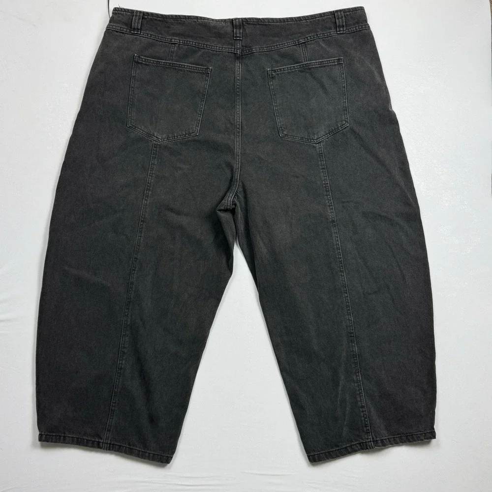 Future Collective Womens Barrel Leg‎ Jeans Black Wash High-rise Wide Leg Size 26